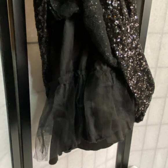 B Darlin Sequin High Neck Halter Open Back Ruffle Hem Mini Dress Black - Picture 10 of 15